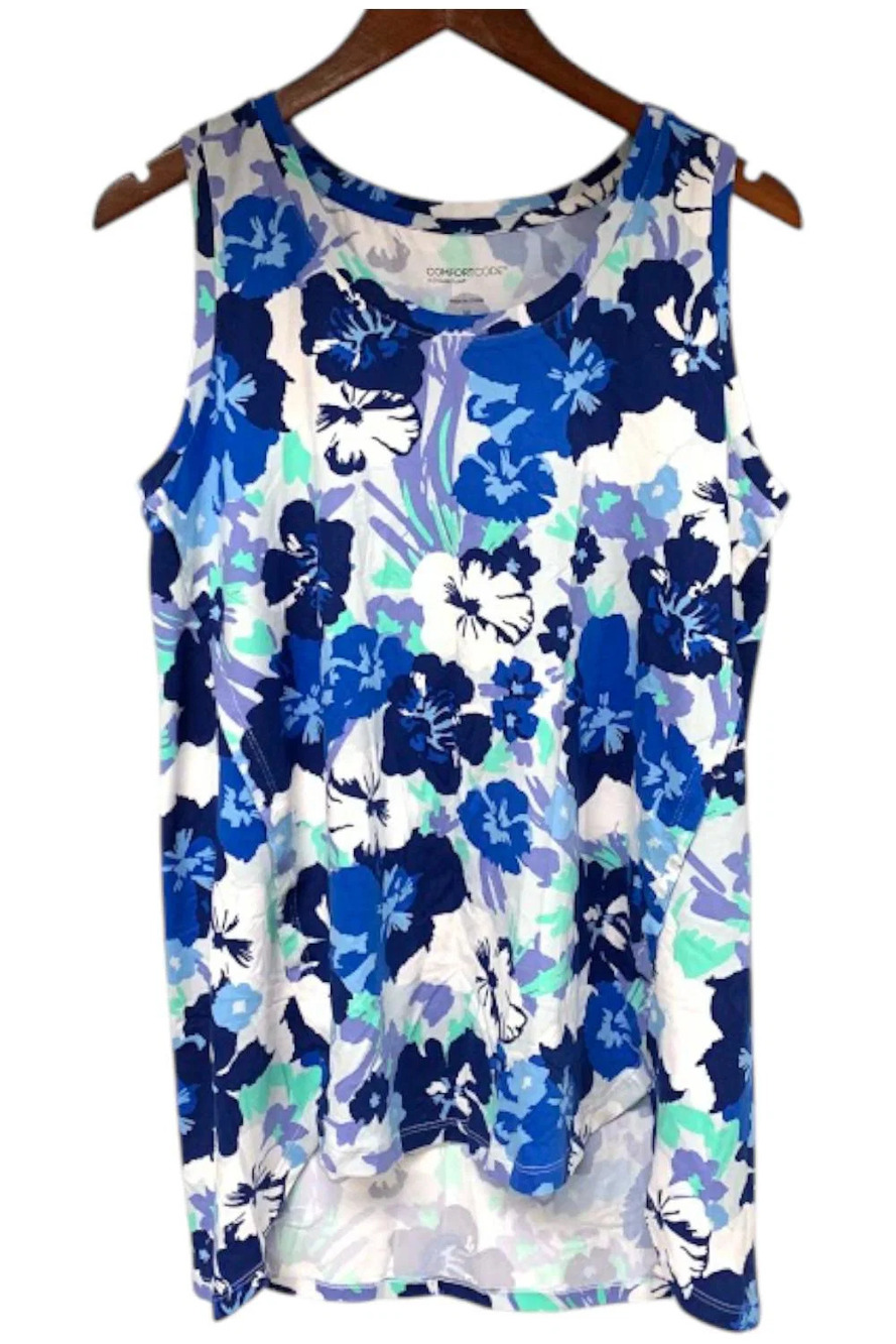 Comfort Code Women's Stretch Jersey Top Blue Multi Floral - Regular